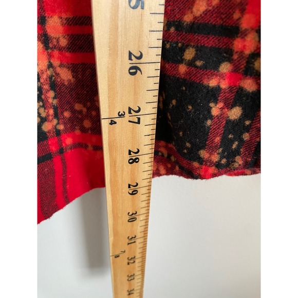 Angry Minnow Vintage Bleached Flannel Shirt Red Plaid Retro Santa Patch Large - Picture 5 of 8